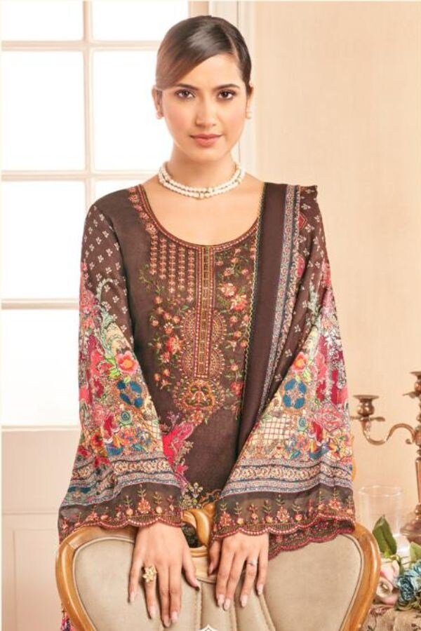 Alok Qurbat 008 - Jam Cotton Printed With Embroidery Suit
