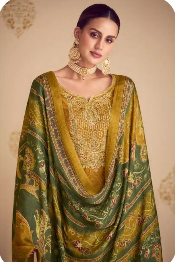 Kesar Shehnaaz 59004 - Pure Russian Silk Printed With Embroidery Suit