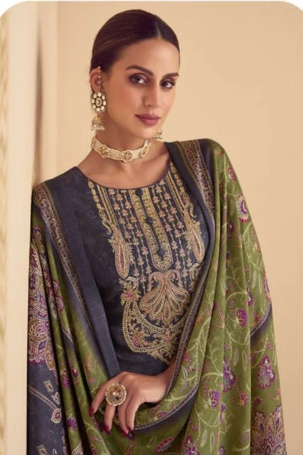 Kesar Shehnaaz 59004 - Pure Russian Silk Printed With Embroidery Suit