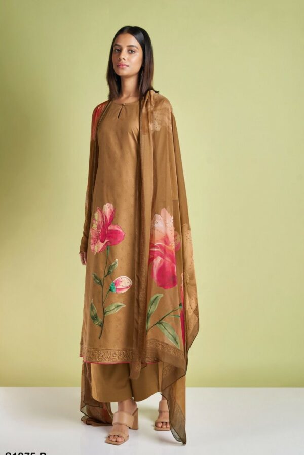 Ganga Barsana S1875D - Premium Cotton Printed With Handwork Suit