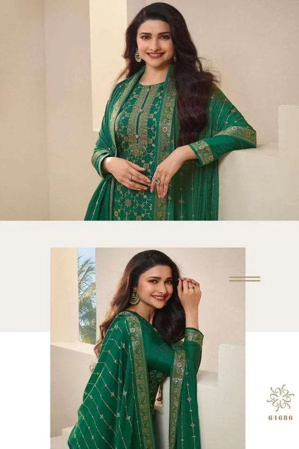 Vinay Sana 64686 - Embroidered Double Zari With Meena Dola Jacquard Suit