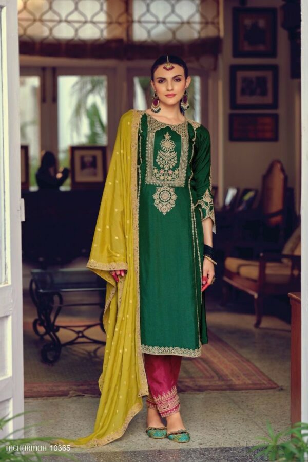 Cinderella Rajbari 10366 - Pure Bemberg Silk Designer Embroidery Suit