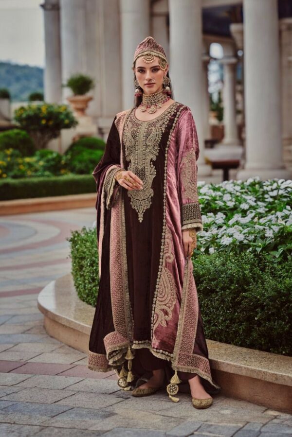 Kuch Khaas 1068 - Silky Velvet Heavily Embroidered Suit