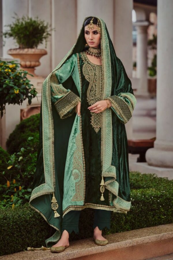 Kuch Khaas 1068 - Silky Velvet Heavily Embroidered Suit