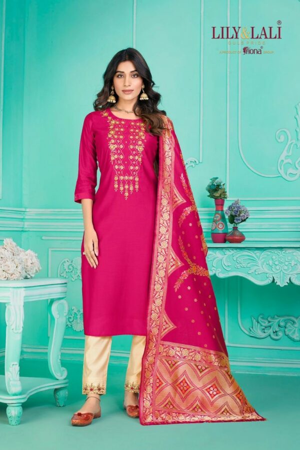Lily & Lali Gulmeena 12906 - Milan Silk & Viscose With Pure Handwork Stitched Suit
