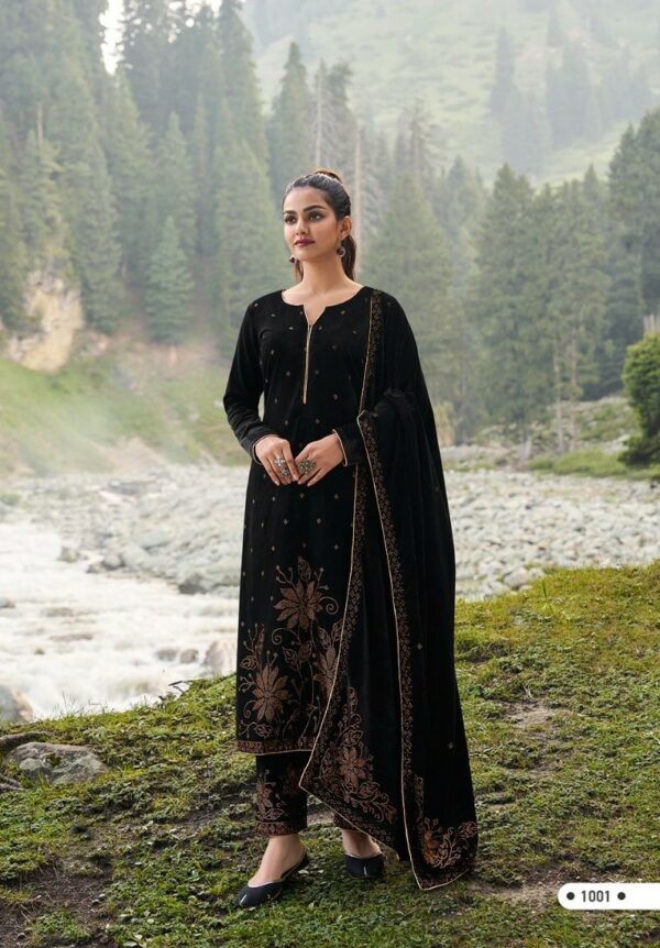 Pure Velvet With Swarovski Embroidery Suit - TIF 994