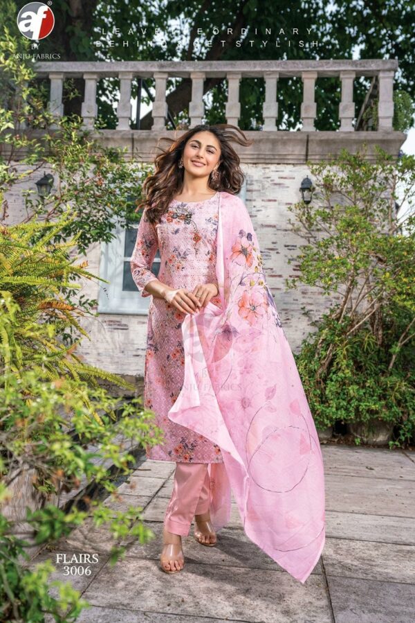 AF Flairs 3006 - Pure Cotton Schiffli & Embroidery Work Stitched Suit