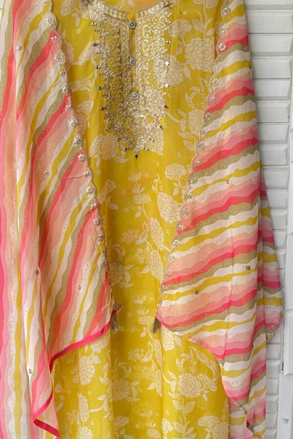 Fine Organza Printed With Mirror, Zari & Sequence Embroidery Suit