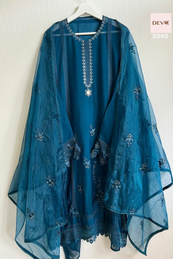 Pure Organza With Beautiful Thread & Stones Pakistani Style Suit