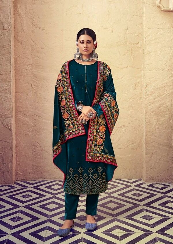 Kala Heaven 1002 - Fine Velvet With Swarovski Embroidery Suit