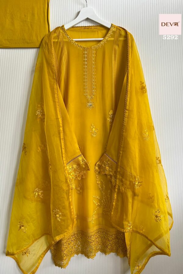 Pure Organza With Beautiful Thread & Stones Pakistani Style Suit