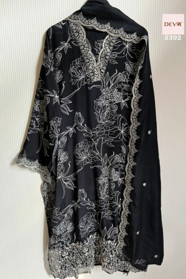 Pure Muslin Printed With Beautiful Thread & Sequence Embroidery Suit