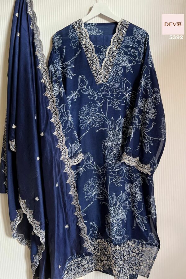 Pure Muslin Printed With Beautiful Thread & Sequence Embroidery Suit