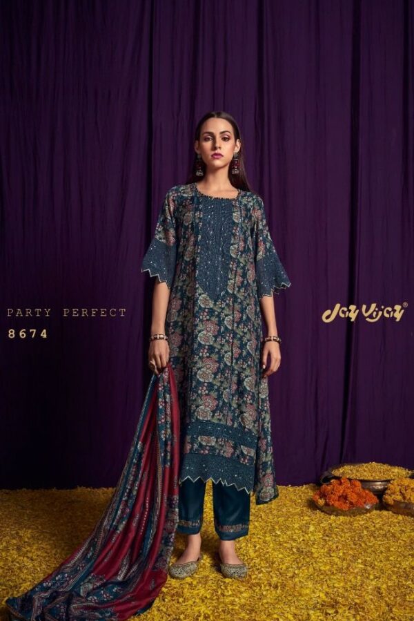 Jay Vijay Verity 8676 - Pure Bemberg Silk Digital Print With Embroidery Suit