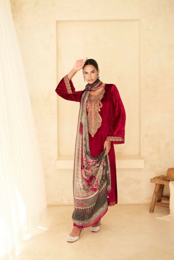 Kesar Elan 87004 - Pure Viscose Plush Velvet With Elegant Embroidery Suit