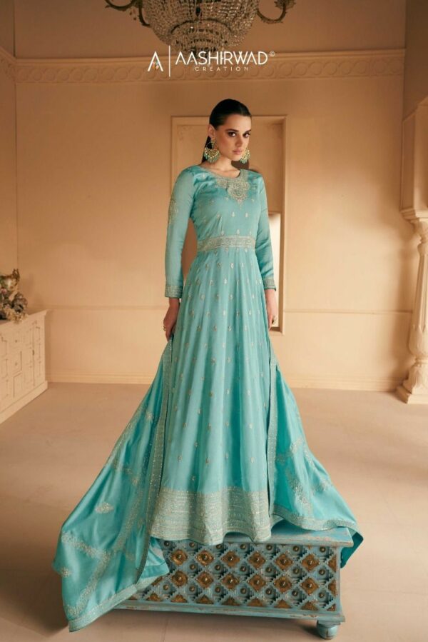 Aashirwad Safar 9640 - Premium Silk Embroidered Stitched Dress