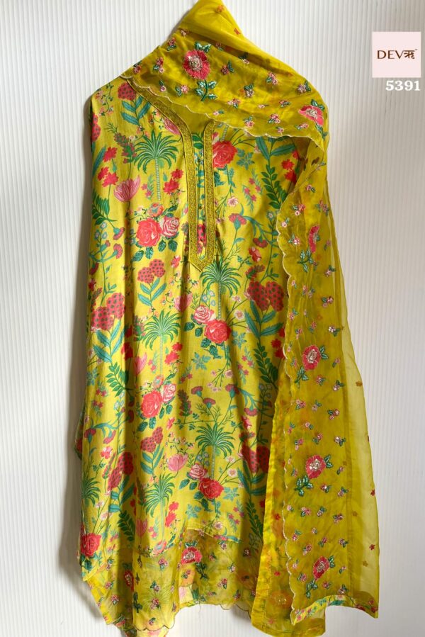 Pure Muslin With Beautiful Printed Thread & Sequins Embroidery Suit