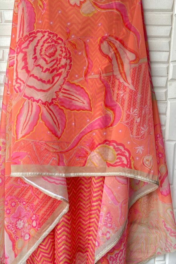 Fine Organza Printed With Zari, Resham & Sequence Embroidery Suit