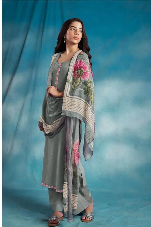 Ganga Lacen S2063D - Premium Cotton Linen Printed Suit