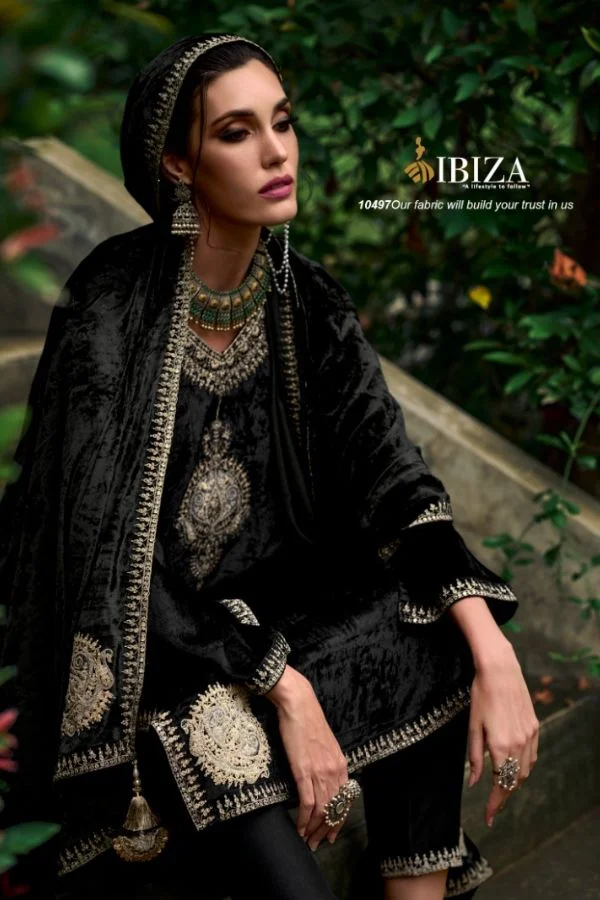 Ibiza Pherans 10503 - Pure Italian Viscose Velvet with Embroidery Suit
