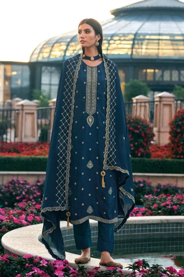 Killory Rang e Bahar 736 - Premium Viscose Woven Silk Jacquard With Hand Work Suit