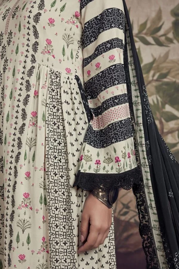 Kimora Humsafar 9138 - Pure Muslin With Digital Print Scalloped Embroidery Suit