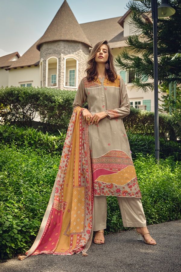 PRM Anjum 5255 - Pure Muslin Silk Digital Prints With Heavy Khatli Work Suit