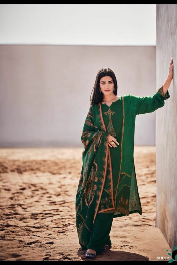 Varsha Sufiyana SUF06 - Pashmina Silk Digitally Printed With Embroidery Suit