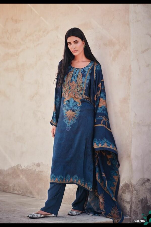 Varsha Sufiyana SUF06 - Pashmina Silk Digitally Printed With Embroidery Suit