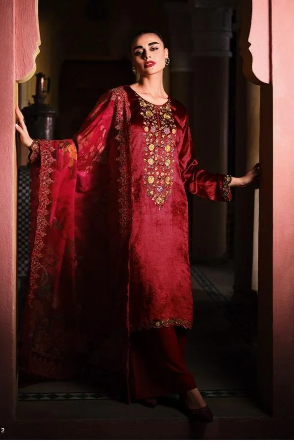 Varsha Floral Opulence FO 06 - Plush Velvet With Embroidery Suit