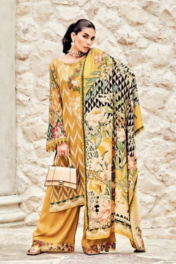 Varsha Rahi RH01 - Modal Silk Printed with Embroidery Laces Suit