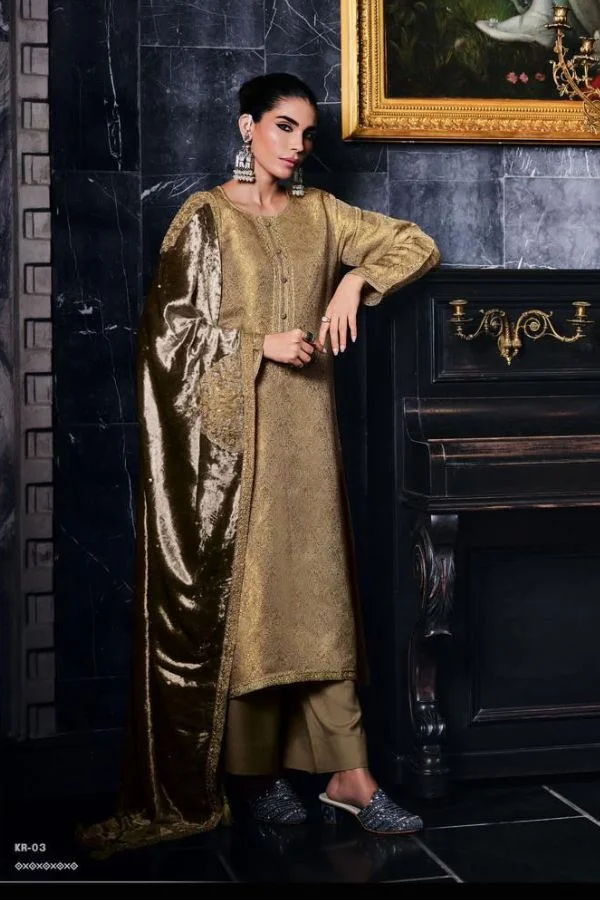 Varsha Kaira KR06 - Khinkhab Woven Solid With Embroidery Suit