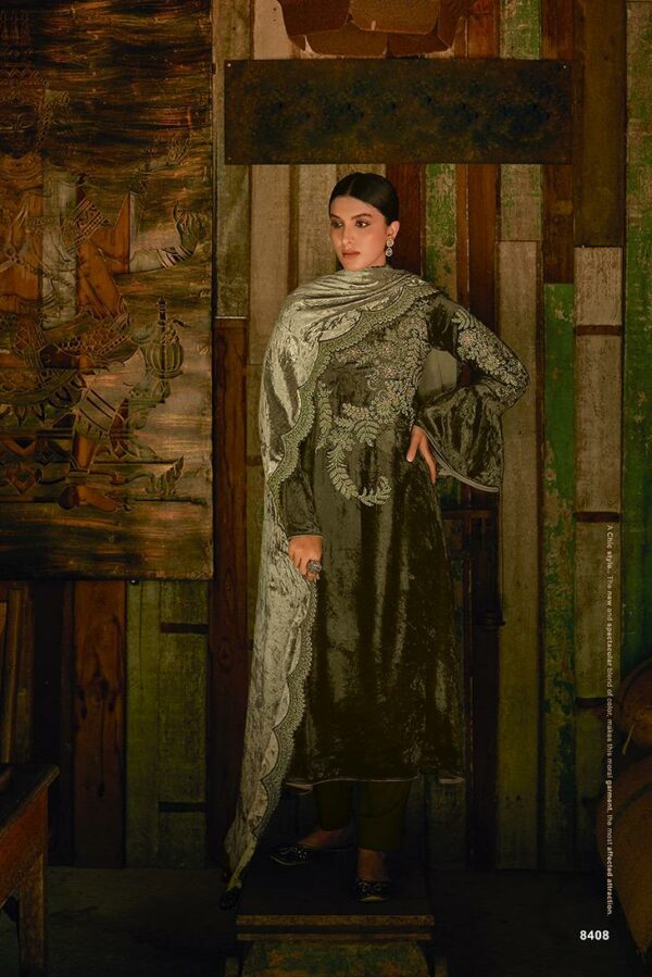 Aiqa Elle 8408 - Velvet With Fancy Work Suit