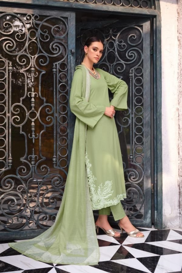 YesFab Ayla 1006 - Pashmina  Solid with Premium Cutwork Embroidery Suit