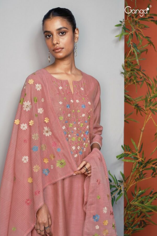 Ganga Helen S1545C - Premium Linen Silk With Embroidery & Handwork Suit