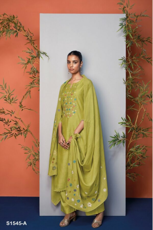 Ganga Helen S1545C - Premium Linen Silk With Embroidery & Handwork Suit