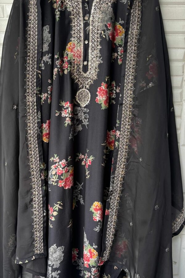 Pure Silk Muslin With Zari & Sequence Embroidery Suit