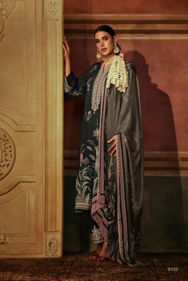 Kimora Zulfa 9151 - Pure Pashmina With Digital Print Embroidery Suit