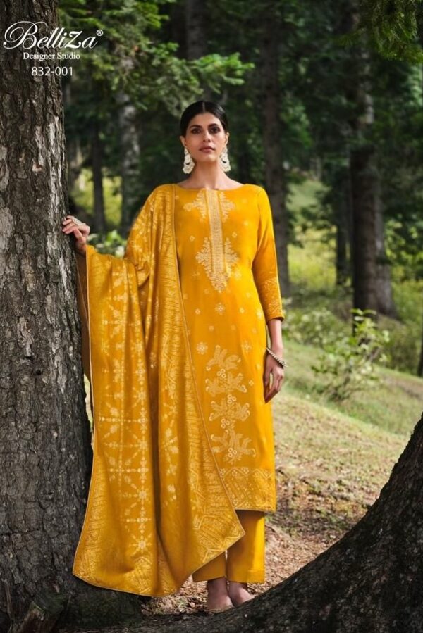 Belliza Zarah 006 - Pure Viscose Pashmina Jacquard With Embroidery Suit
