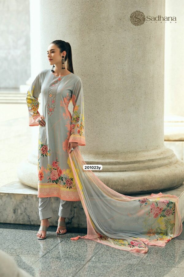 Sadhana Rambhia 108 - Viscose Pashmina Digitally Printed With Fancy Work Suit