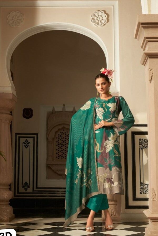 Rupali Floral 1406 - Pure Viscose Muslin Digitally Printed With Heavy Handwork Suit