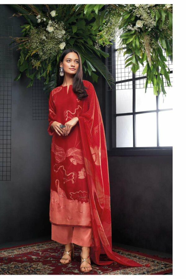 Ganga Eden - Premium Bemberg Russian Silk Printed With Hand Embroidery Suit