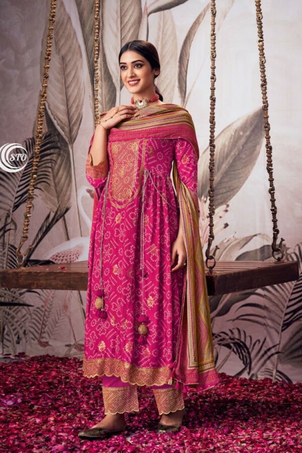 Jay Vijay Anando 3124D - Pure Moga Silk Embroidered Suit