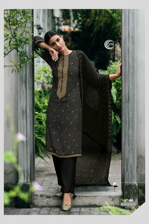 Varsha Vishmita VT06 - Viscose Silk Digitally Printed Lehriya With Embroidery Suit
