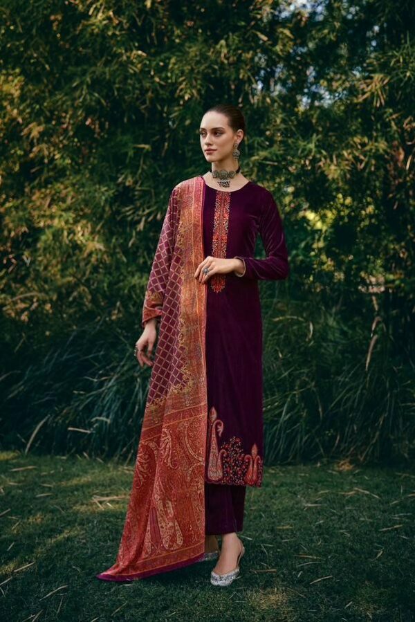 Mumtaz Dhun 43005 - Pure Velvet Dyed With Heavy Embroidery Suit