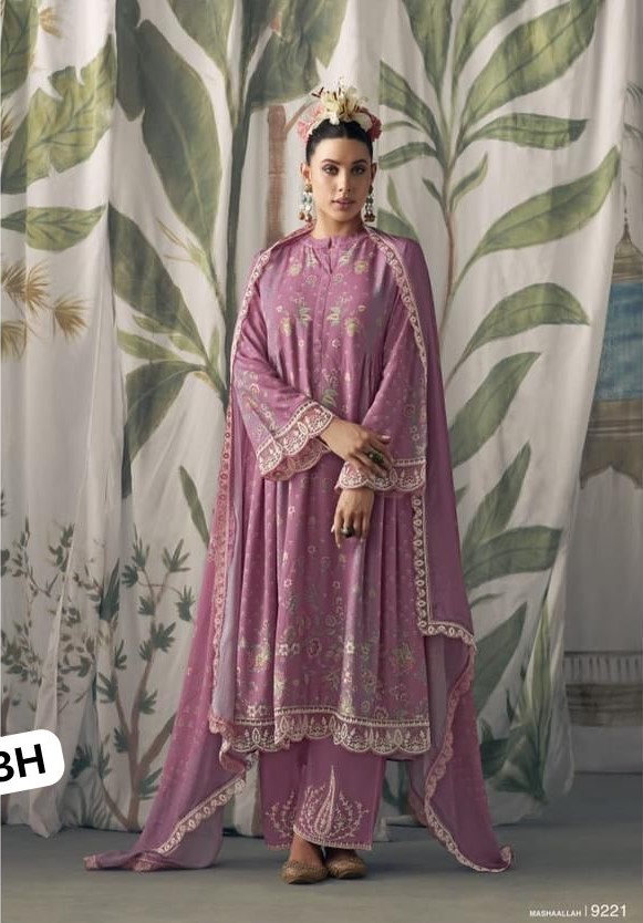 Kimora Heer Mashaallah 9221  - Pure Pashmina Staple With Digital Print Dori Scalloped Embroidery Suit
