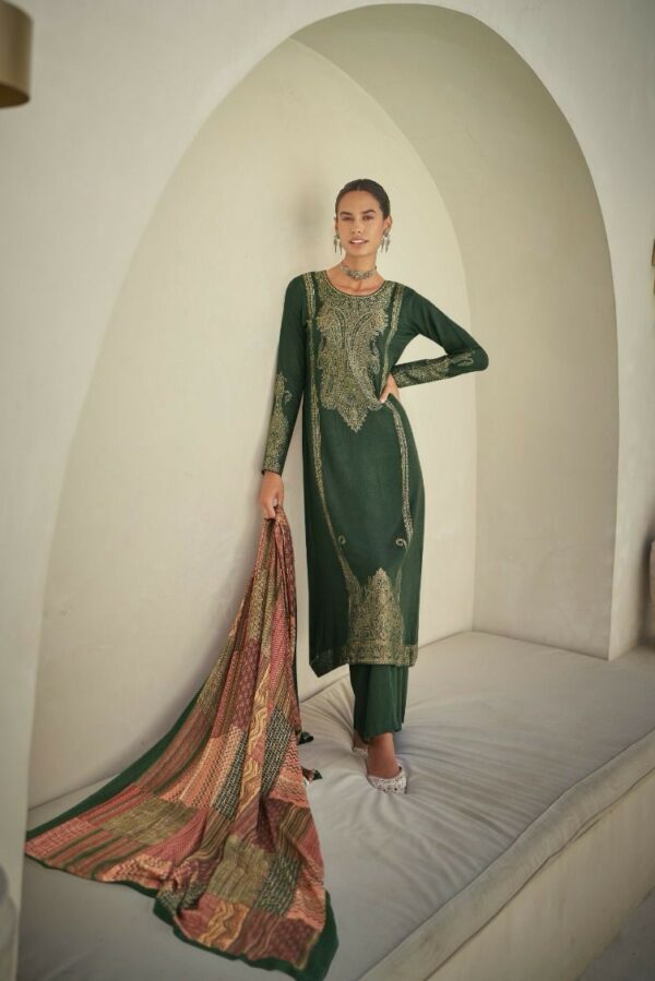 Kesar Karachi Malag 99001 -  Pure Viscose Jacquard Silk Pashmina Woven Suit