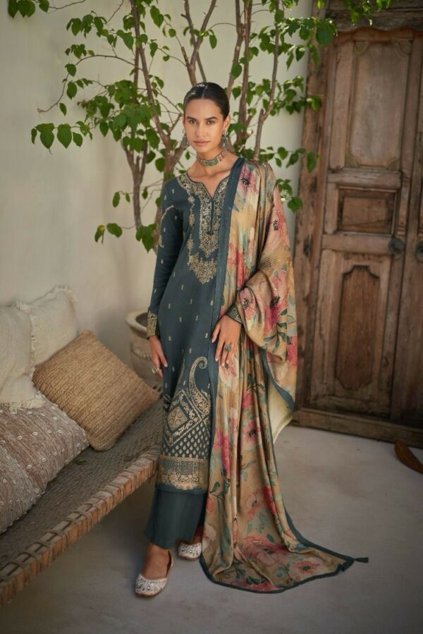 Kesar Karachi Malag 99001 -  Pure Viscose Jacquard Silk Pashmina Woven Suit