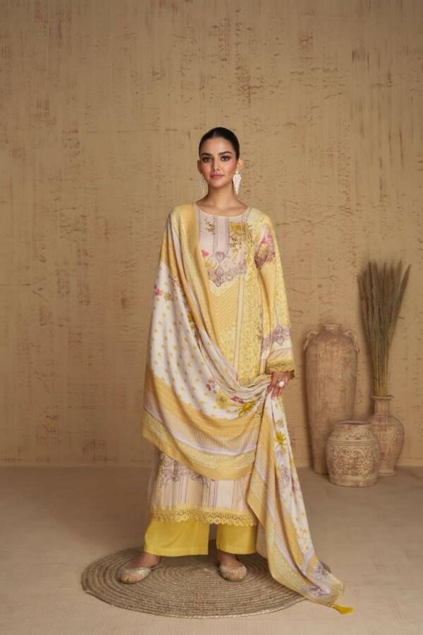 Kesar Aarambh 86004 - Pure Pashmina Digital Print With Laces Suit
