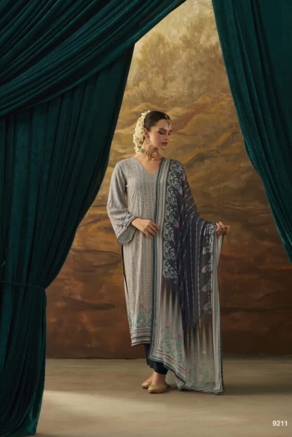 Kimora Jhilmil 9211 - Pure Muslin Silk With Digital Printed With Work Suit
